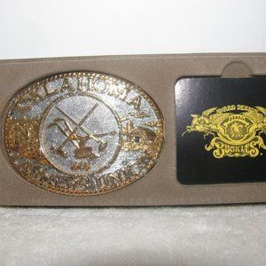 Vintage Oklahoma Farmers Union Solid Brass Belt Buckle